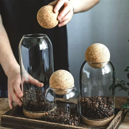 Borosilicate glass storage jars with cork lids – view 2