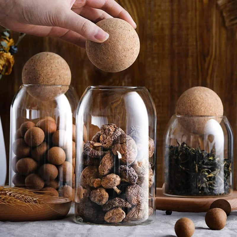 Borosilicate glass storage jars with cork lids – view 3