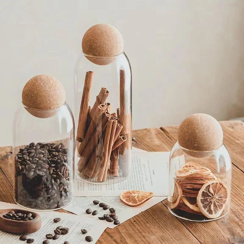 Borosilicate glass storage jars with cork lids – view 6