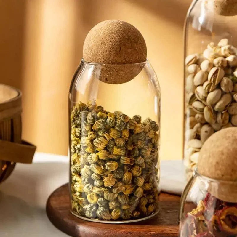 Borosilicate glass storage jars with cork lids – view 7