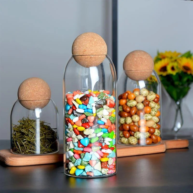 Borosilicate glass storage jars with cork lids – view 8