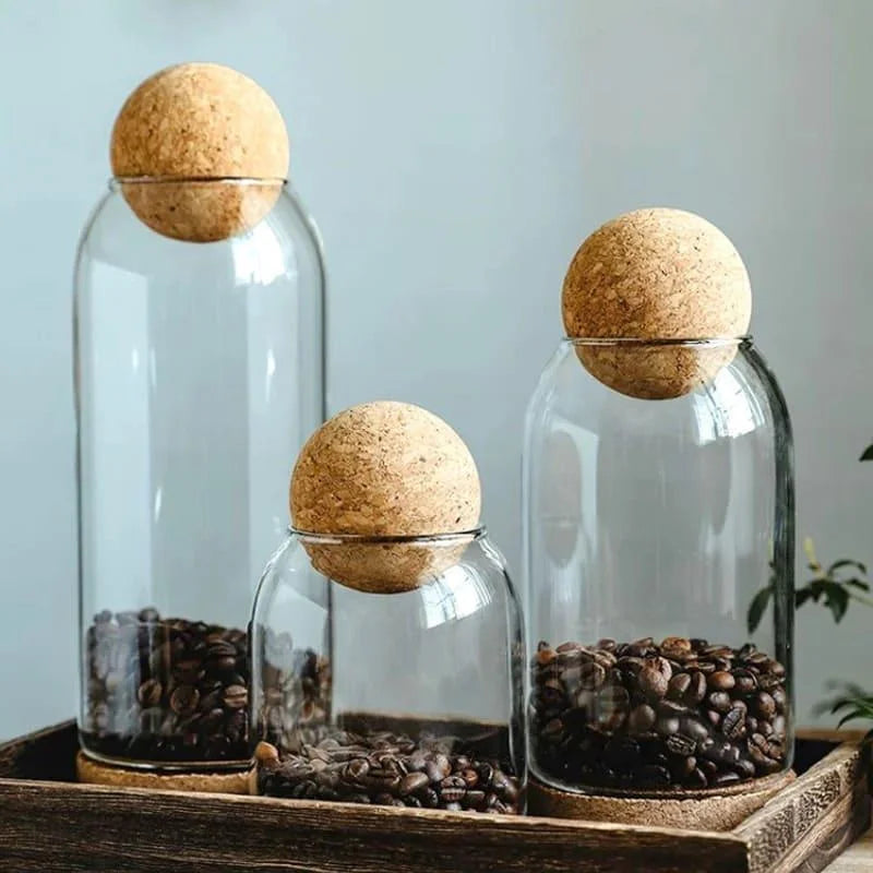 Borosilicate glass storage jars with cork lids – view 13
