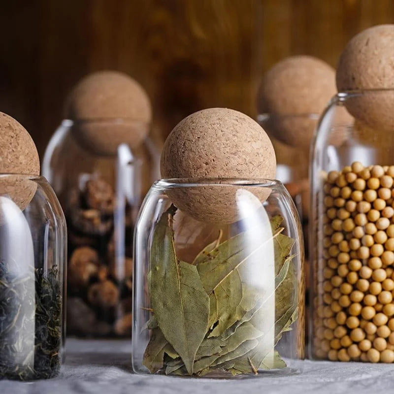 Borosilicate glass storage jars with cork lids – view 15