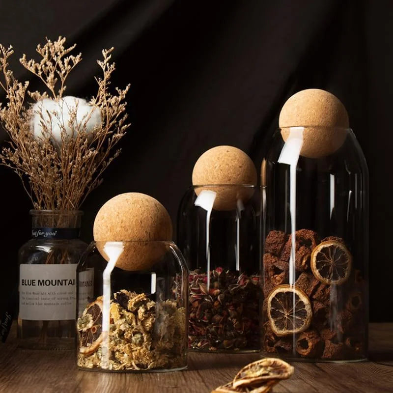 Borosilicate glass storage jars with cork lids – view 16