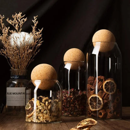 Borosilicate glass storage jars with cork lids – view 16