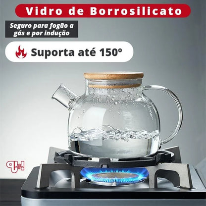 Borosilicate glass teapot with bamboo lid – view 5