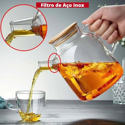 Borosilicate glass teapot with bamboo lid – view 6