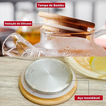 Borosilicate glass teapot with bamboo lid – view 7