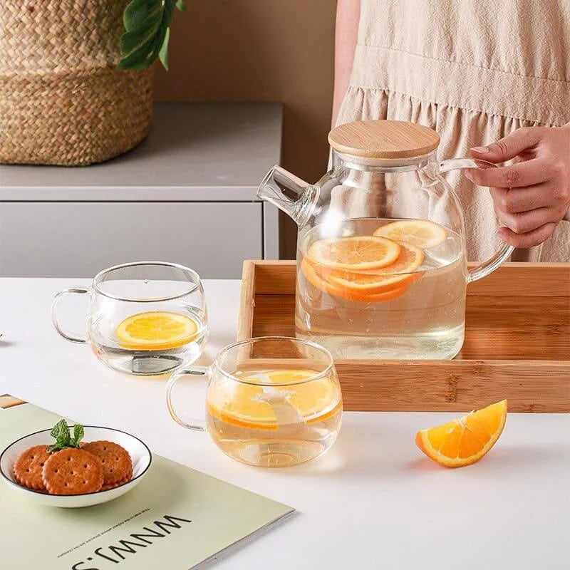 Borosilicate glass teapot with bamboo lid – view 9