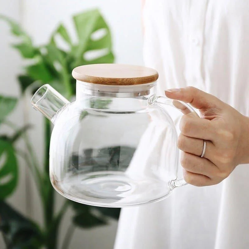 Borosilicate glass teapot with bamboo lid – view 10