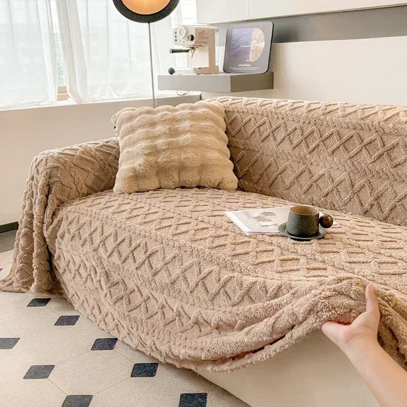 Brown Coral Fleece Sofa Throw