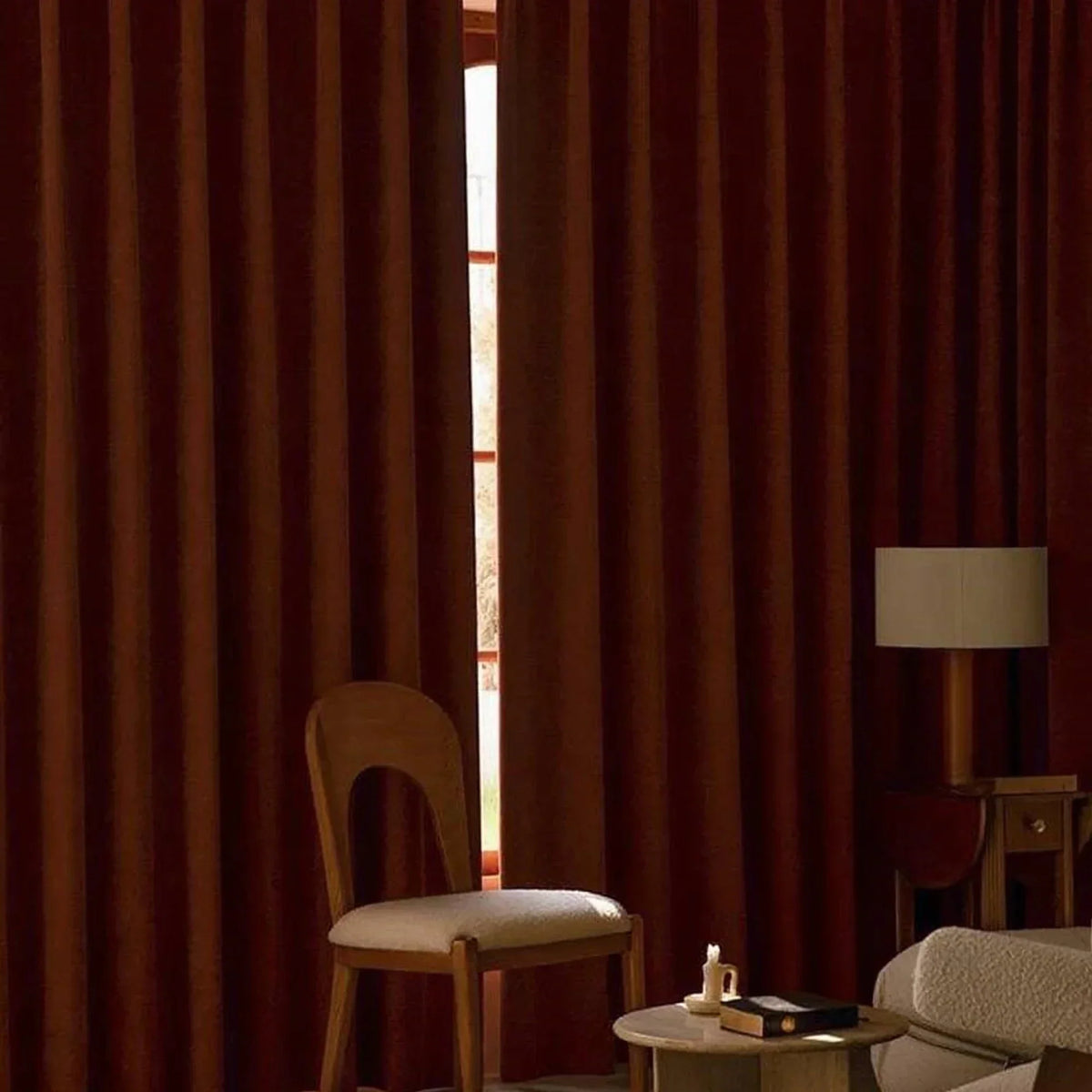 Brown Double-Layer Blackout Curtain Panel with Eyelets – view 3