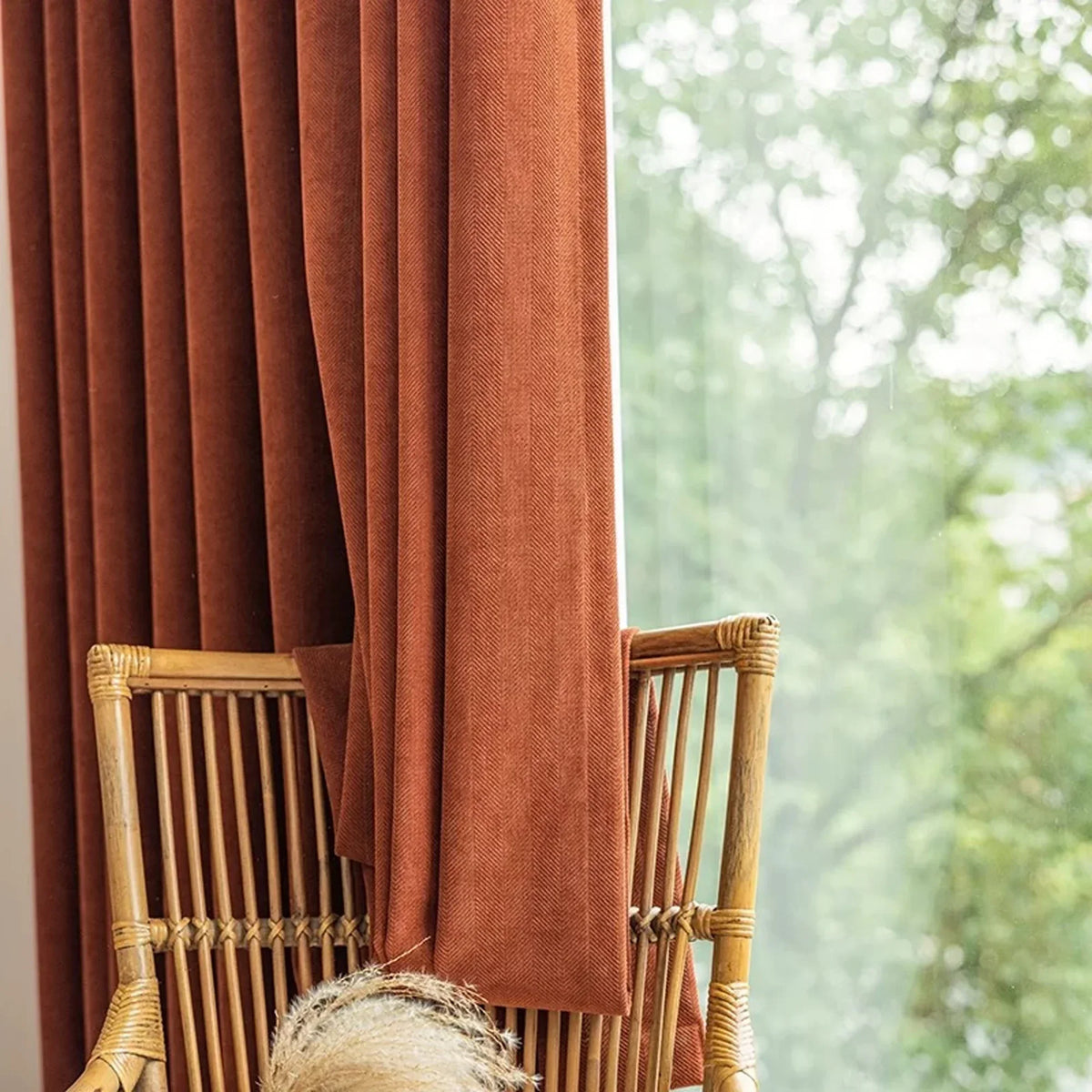 Brown Double-Layer Blackout Curtain Panel with Eyelets – view 4
