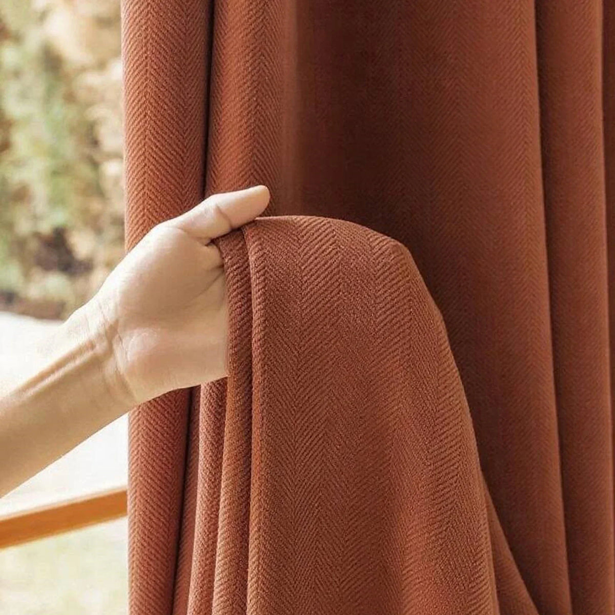 Brown Double-Layer Blackout Curtain Panel with Eyelets – view 5