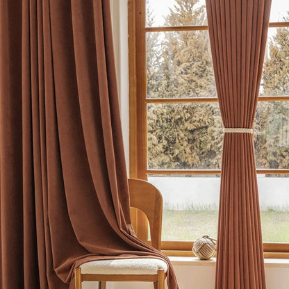 Brown Double-Layer Blackout Curtain Panel with Eyelets – view 6