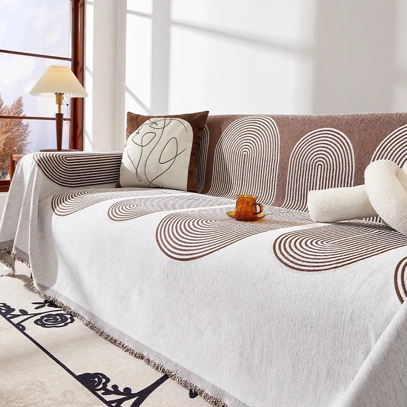 Brown Fringed Sofa Protector Throw