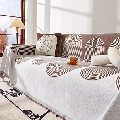 Brown Fringed Sofa Protector Throw