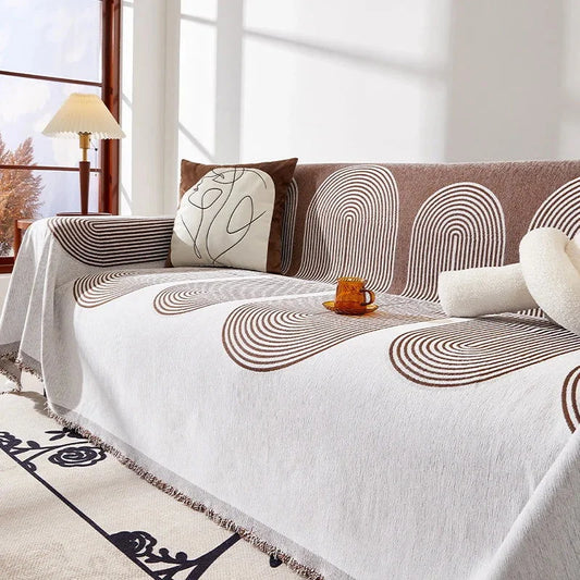 Brown Fringed Sofa Protector Throw