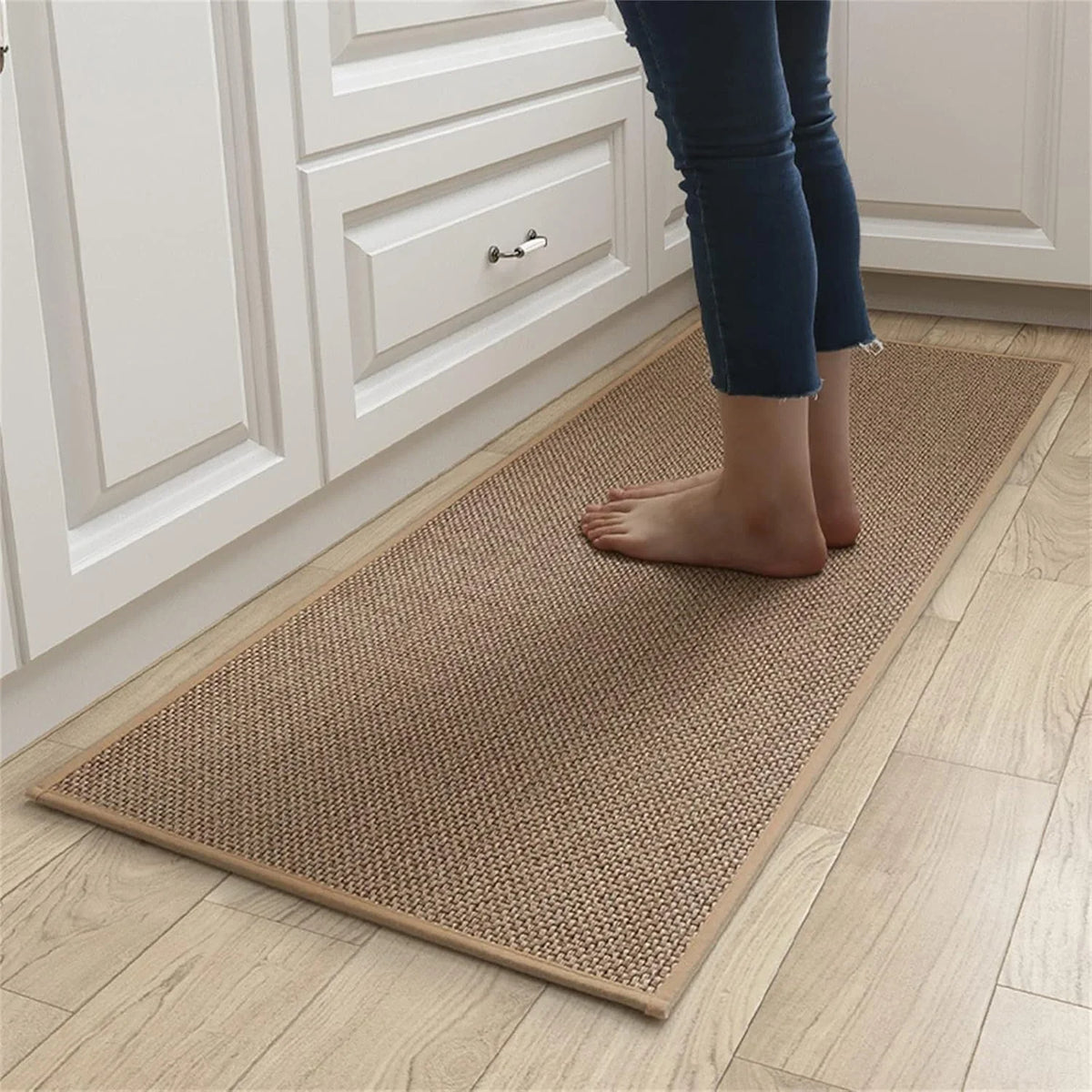 Brown Geometric Non-Slip Kitchen Runner – view 3