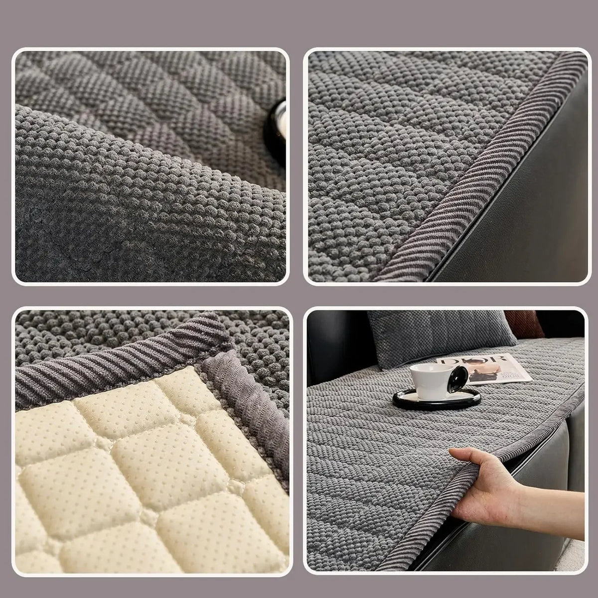 Brown Padded Corduroy Non-Slip Sofa Cover – view 9