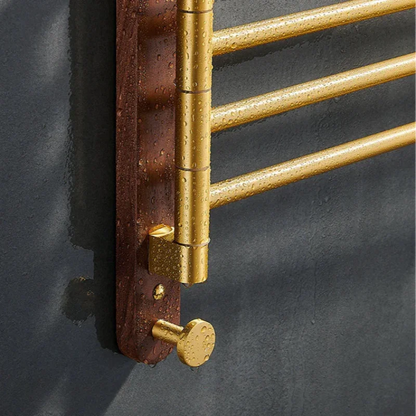 Brushed Gold and Walnut Wall Towel Rack – view 5