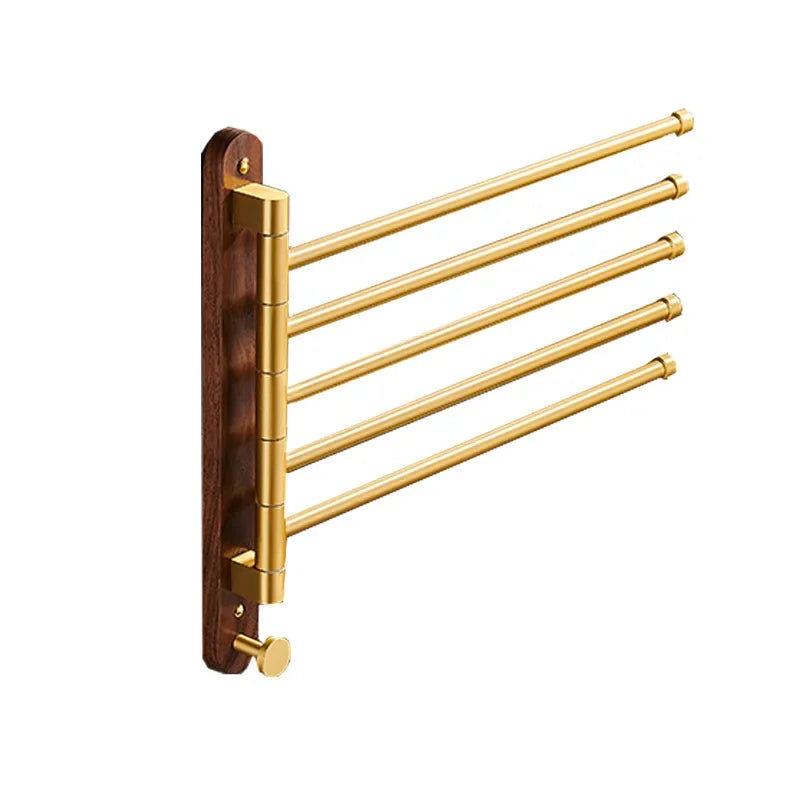 Brushed Gold and Walnut Wall Towel Rack – view 7