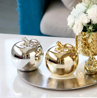 10.5cm Ceramic Apple Figurine – Gold or Silver