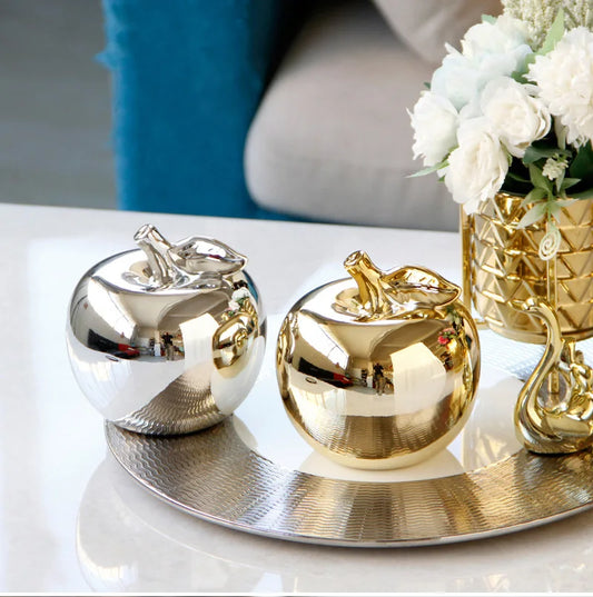 10.5cm Ceramic Apple Figurine – Gold or Silver