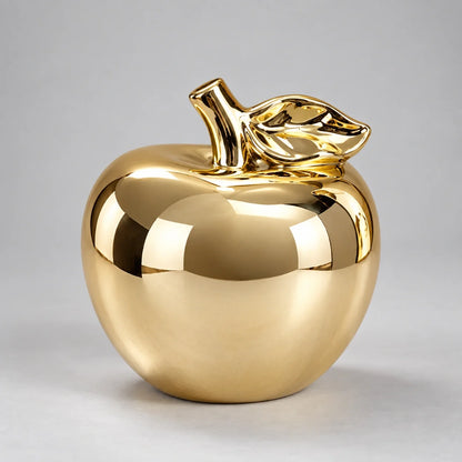 10.5cm Ceramic Apple Figurine – Gold or Silver – view 2