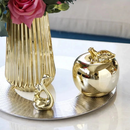 10.5cm Ceramic Apple Figurine – Gold or Silver – view 4