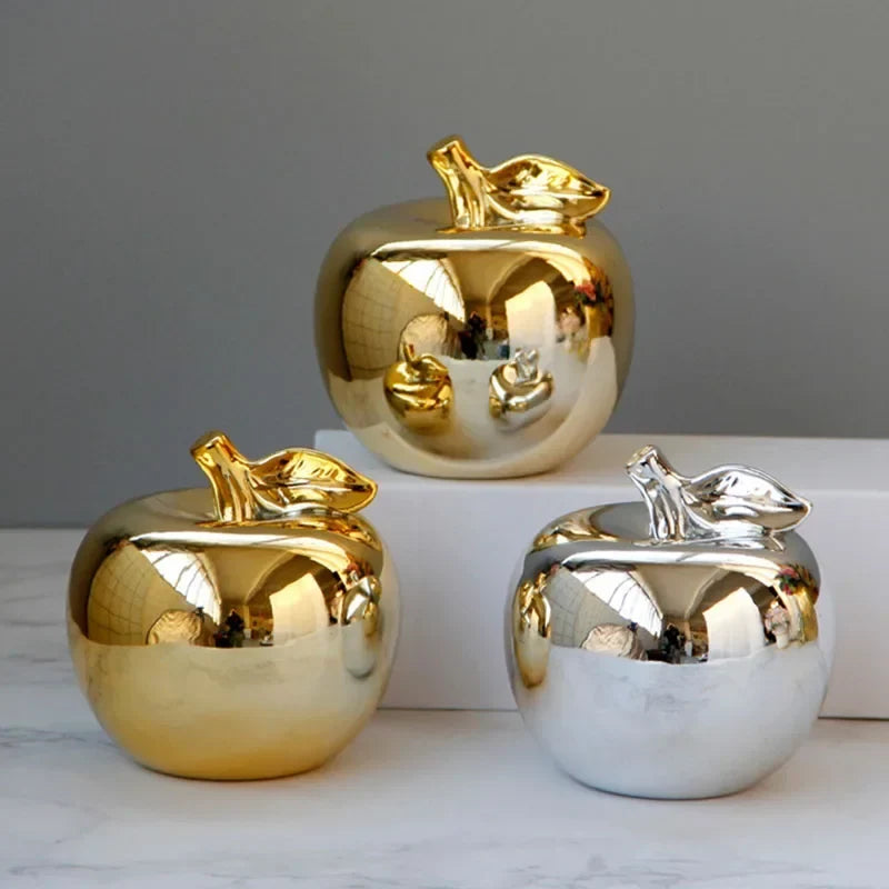 10.5cm Ceramic Apple Figurine – Gold or Silver – view 5