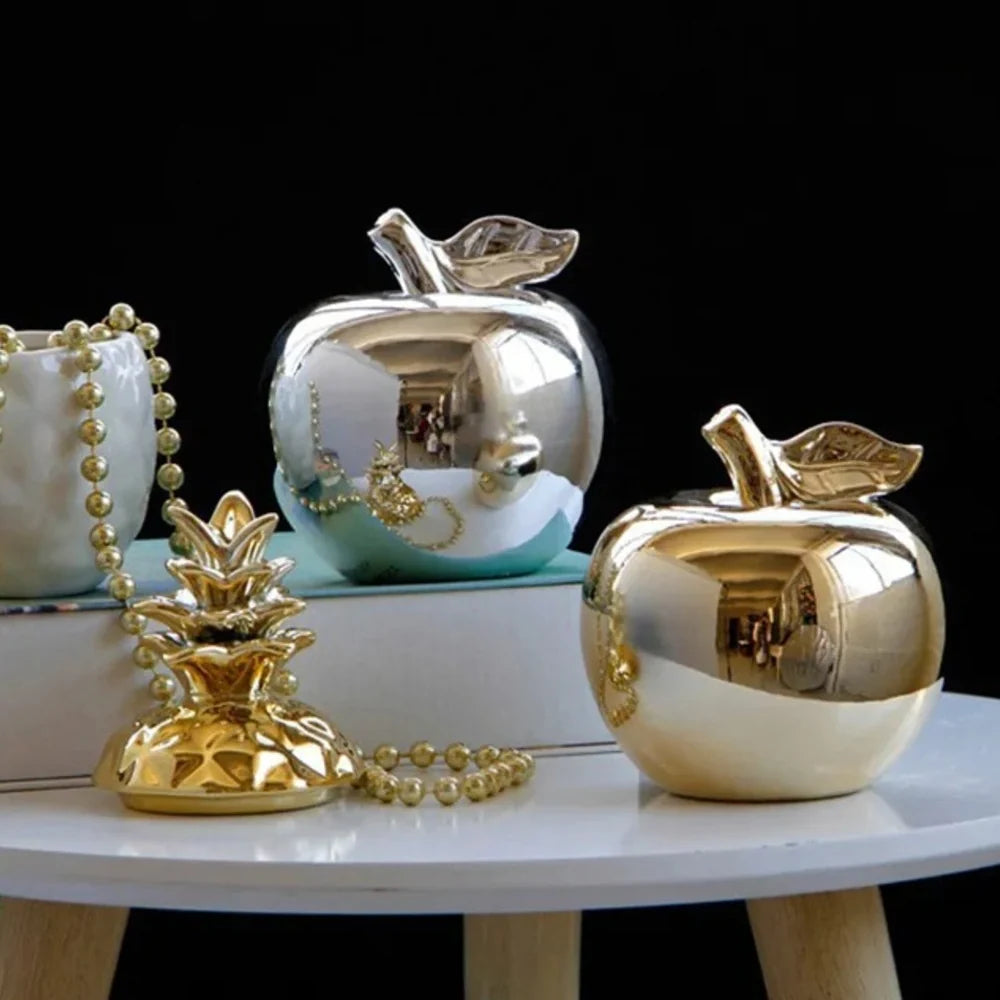 10.5cm Ceramic Apple Figurine – Gold or Silver – view 6