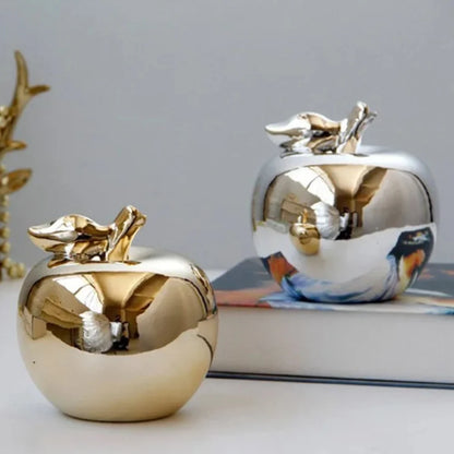 10.5cm Ceramic Apple Figurine – Gold or Silver – view 7