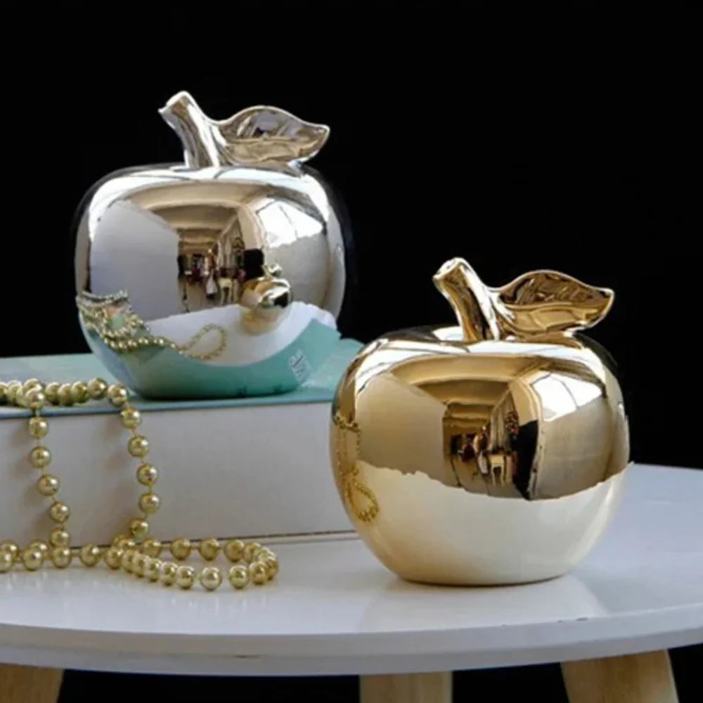 10.5cm Ceramic Apple Figurine – Gold or Silver – view 9