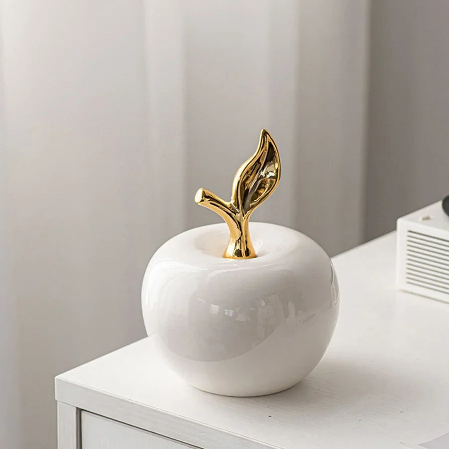 Ceramic Apple Sculpture – Black or White, 2 Sizes