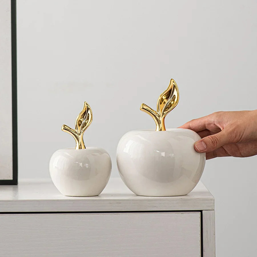 Ceramic Apple Sculpture – Black or White, 2 Sizes – view 2