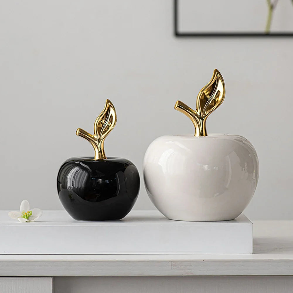 Ceramic Apple Sculpture – Black or White, 2 Sizes – view 4