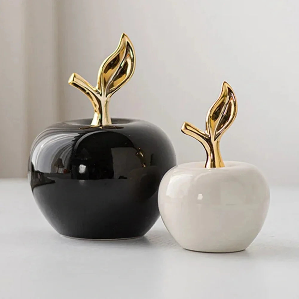 Ceramic Apple Sculpture – Black or White, 2 Sizes – view 5