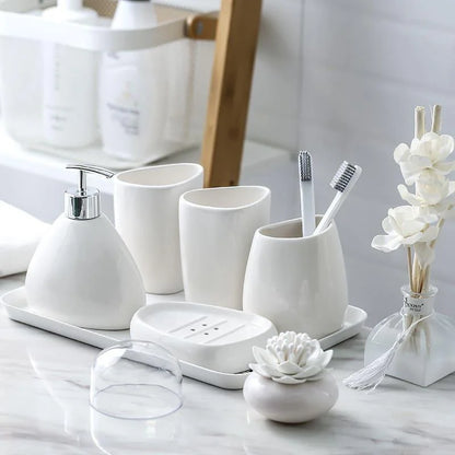 Ceramic bathroom accessory set with optional tray – view 2