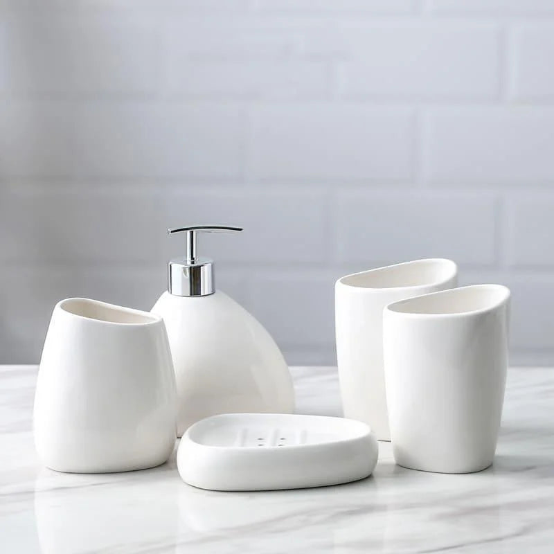 Ceramic bathroom accessory set with optional tray – view 3