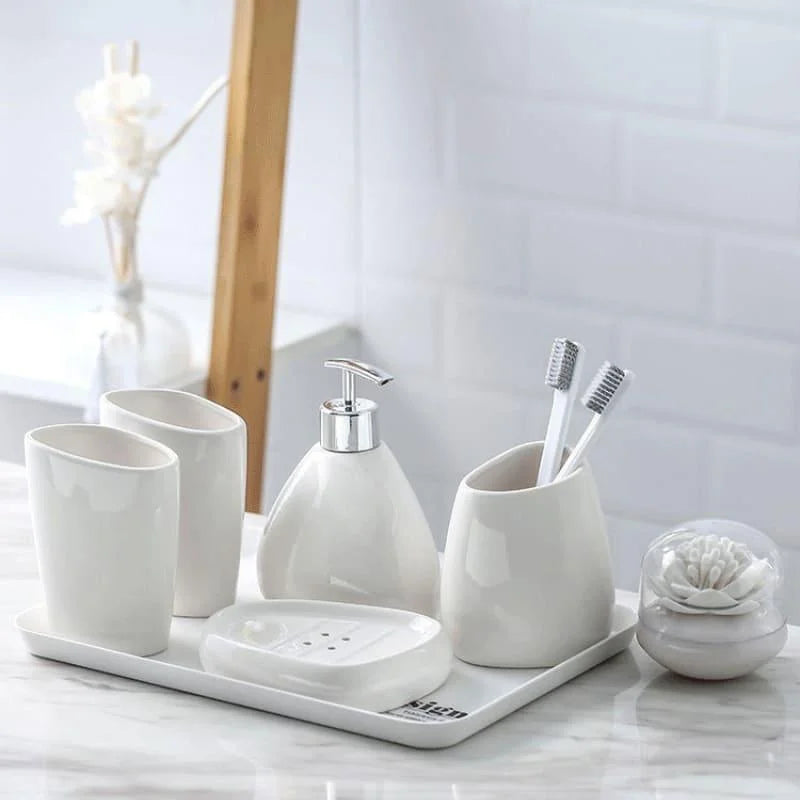 Ceramic bathroom accessory set with optional tray – view 5