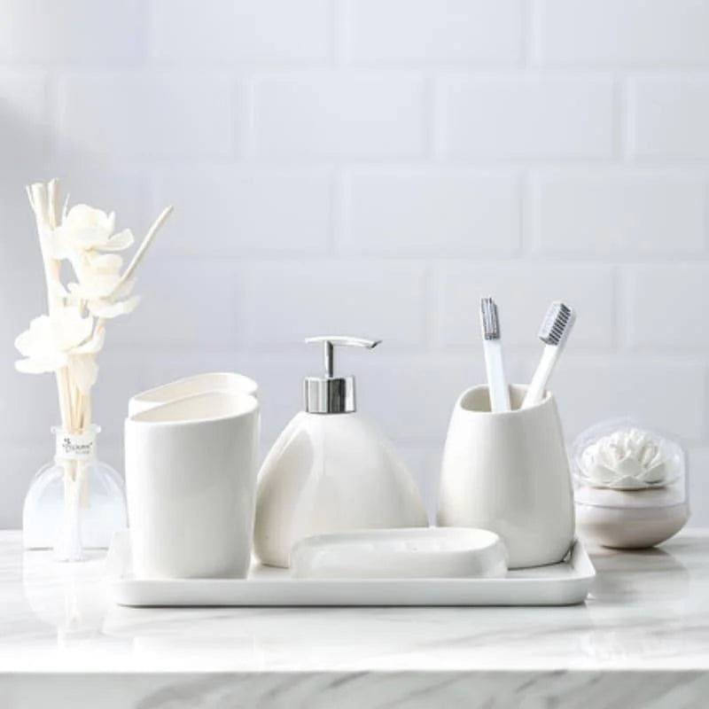 Ceramic bathroom accessory set with optional tray – view 6