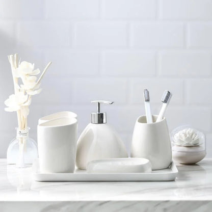 Ceramic bathroom accessory set with optional tray – view 6