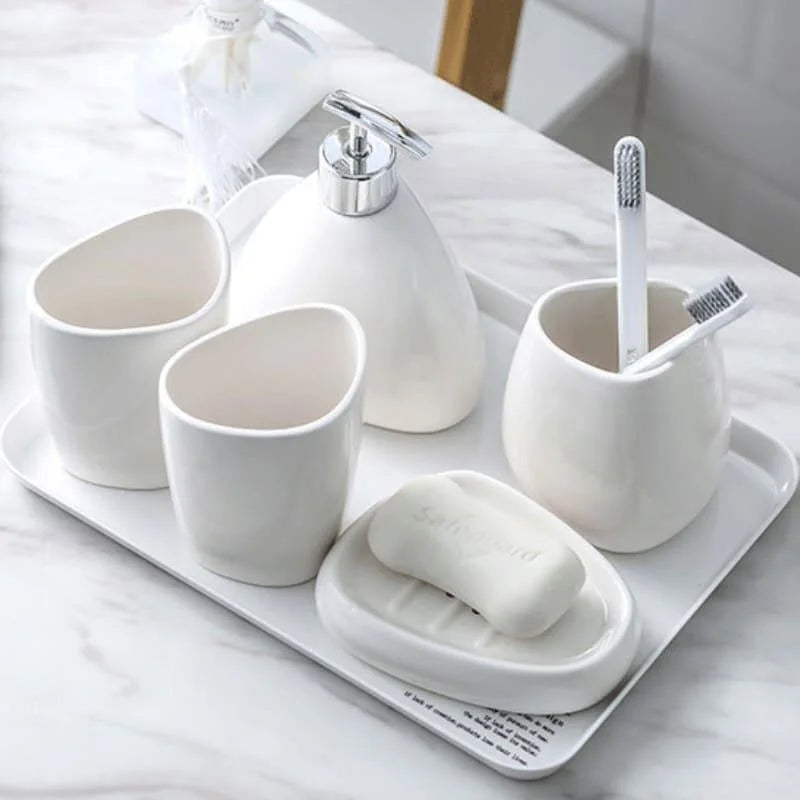 Ceramic bathroom accessory set with optional tray – view 7