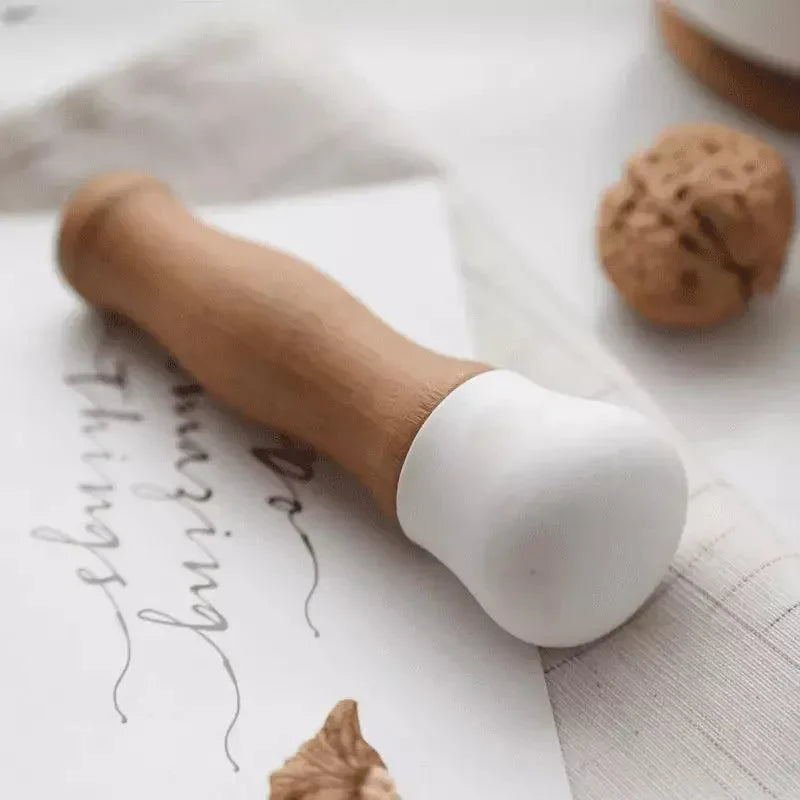 Ceramic mortar and pestle with wooden base – view 6