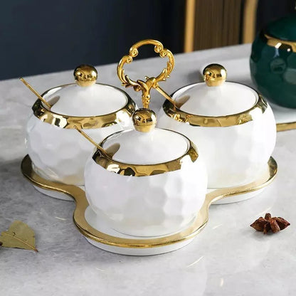 Ceramic sugar and salt jar set – view 2