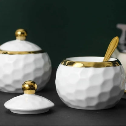 Ceramic sugar and salt jar set – view 3