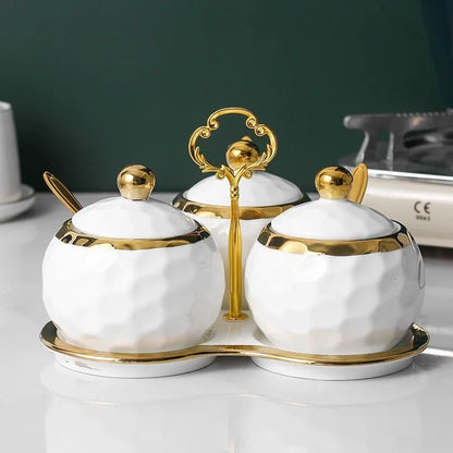 Ceramic sugar and salt jar set – view 4
