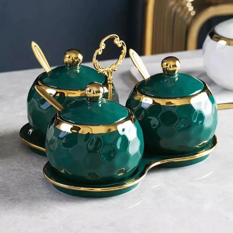 Ceramic sugar and salt jar set – view 5