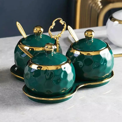 Ceramic sugar and salt jar set – view 5